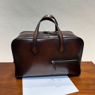 Retro Genuine Leather Men's Business & Travel Tote Bag.
