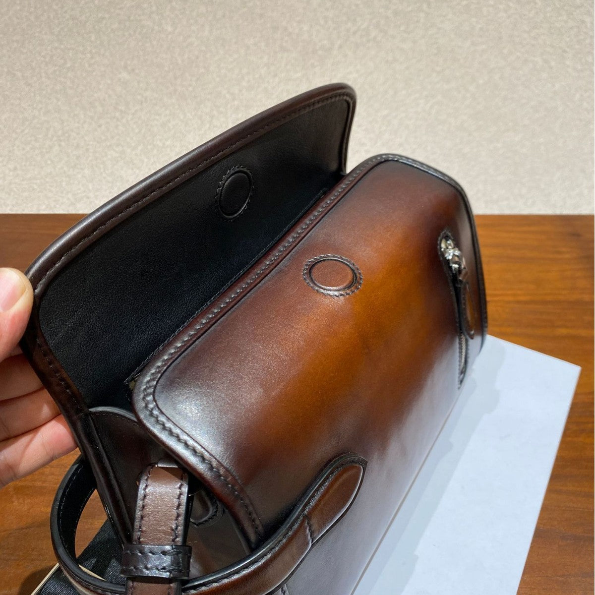 Vintage Grade A Calfskin Men's Crossbody Shoulder Bag