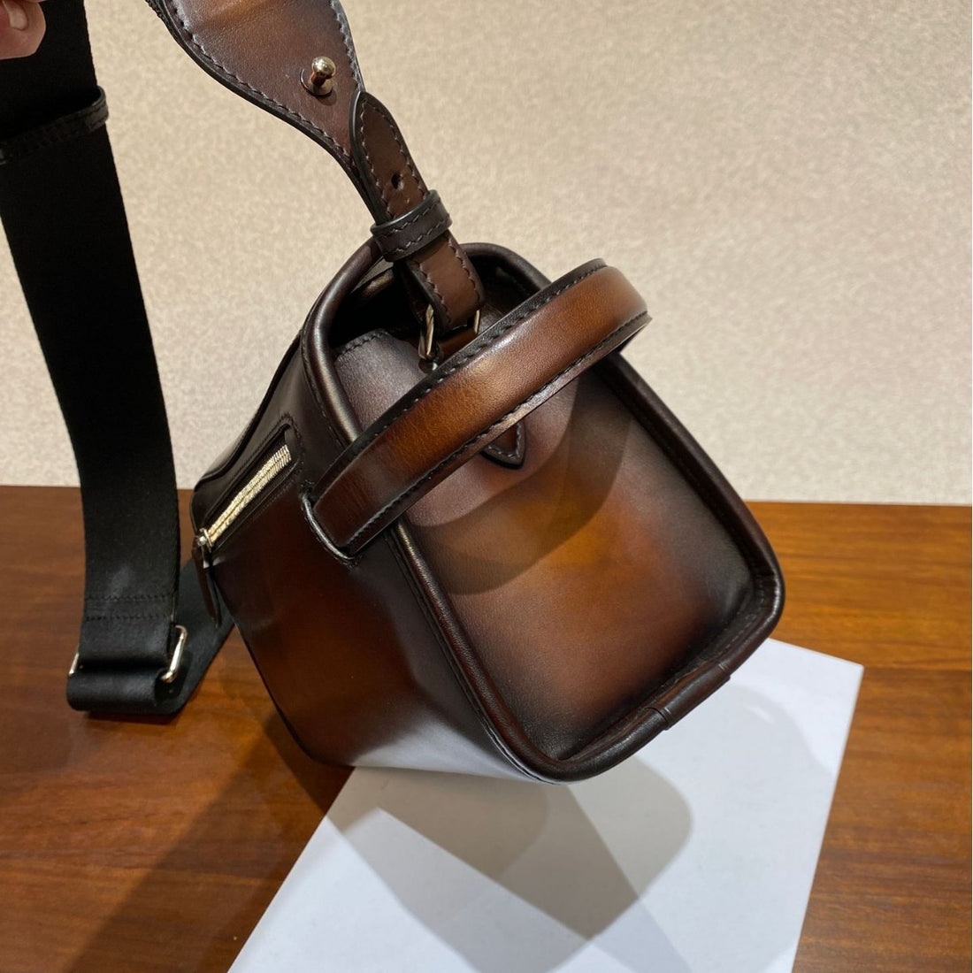 Vintage Grade A Calfskin Men's Crossbody Shoulder Bag