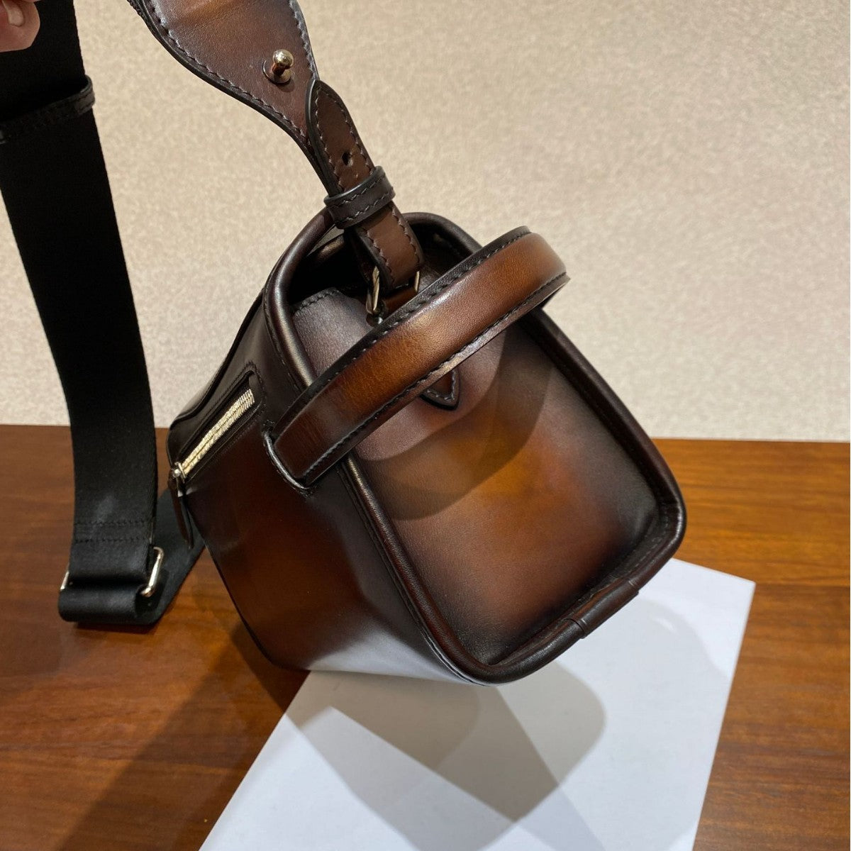 Vintage Grade A Calfskin Men's Crossbody Shoulder Bag