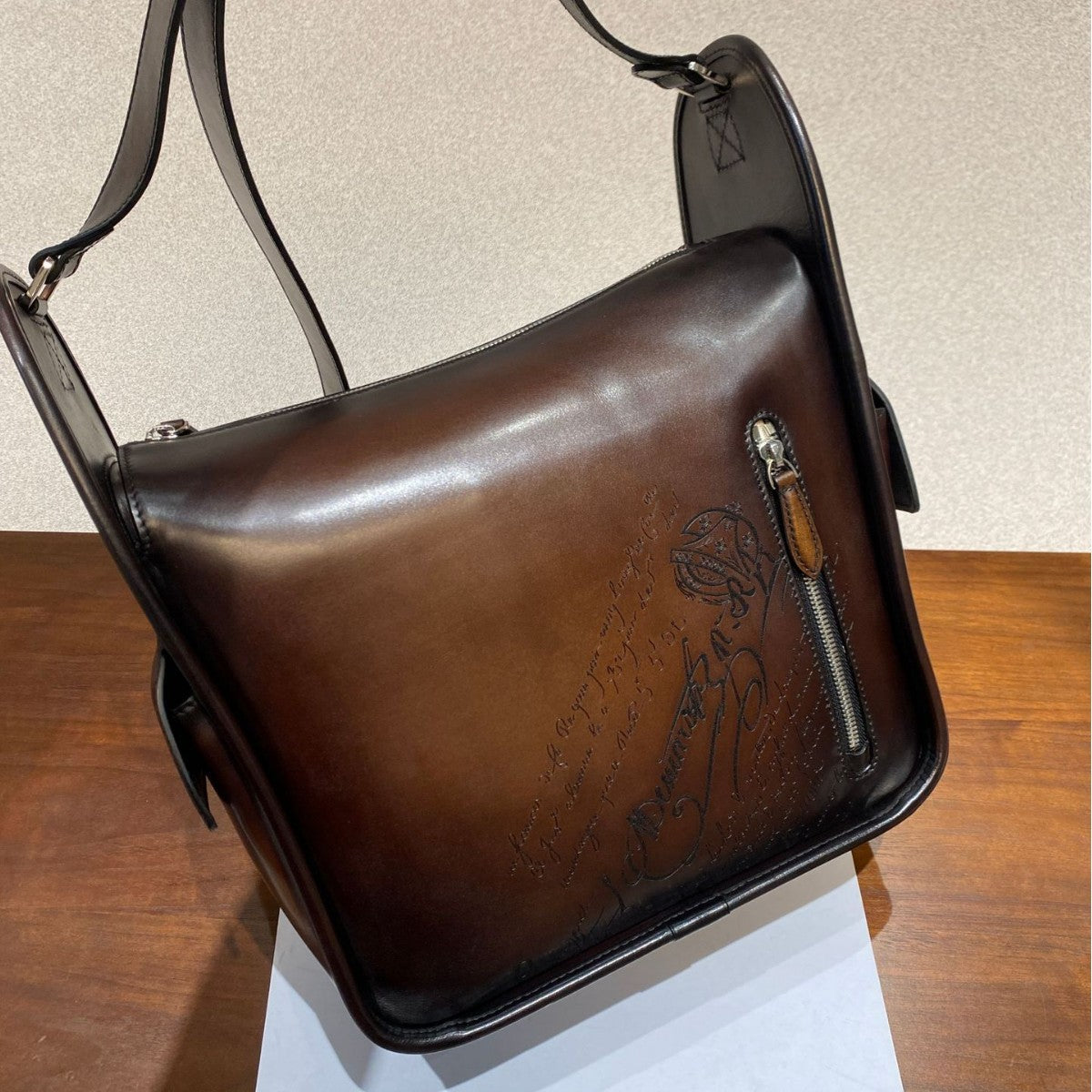 Vintage Scritto Calfskin Men's Crossbody Bag