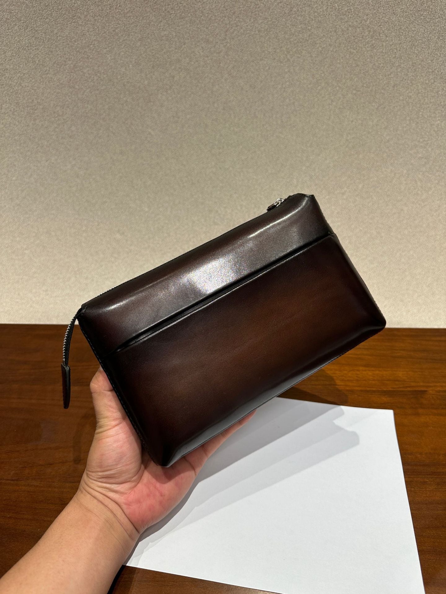 Retro Italian Calfskin Men's Luxury Leather Clutch Bag