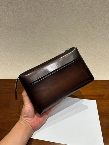 Retro Italian Calfskin Men's Luxury Leather Clutch Bag