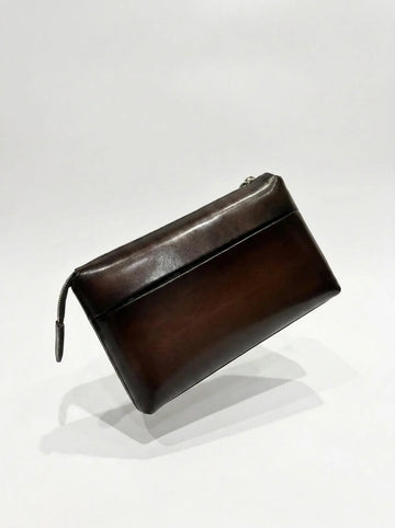 Retro Italian Calfskin Men's Luxury Leather Clutch Bag
