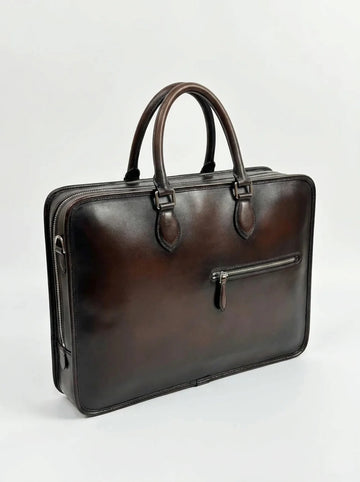 Retro Genuine Leather Men's Business Briefcase – Large Capacity