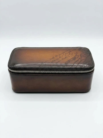 Retro Handmade Calfskin Leather Watch Box Set